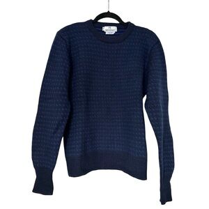 Vintage Sierra Woolens Wool Crew Neck Sweater Blue Black Womens Small